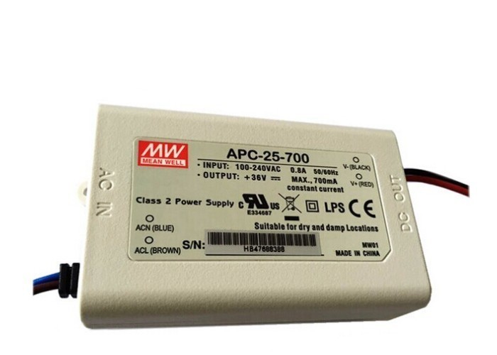 LED พาวเวอร์ซัพพลายคงที่ในปัจจุบัน APC ซีรี่ส์ 20W LED Driver APC-25-700
