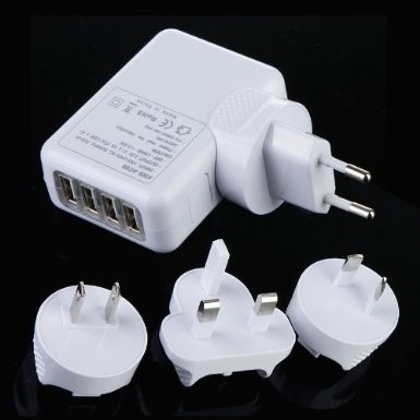 4 พอร์ต USB สากลชาร์จกำแพง AC Adapter สำหรับบ้านหลายปลั๊ก