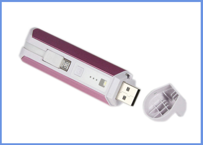 มินิแบบพกพา USB Power Pack 2200mAh Built-in Micro USB Cable, 18650 แบตเตอรี่