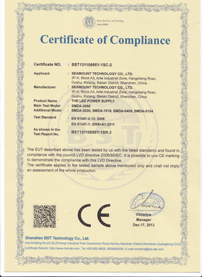 LED พาวเวอร์ซัพพลาย 18 วัตต์คงที่ในปัจจุบัน 85V ไดร์เวอร์ LED - 265V AC, RoHS CE