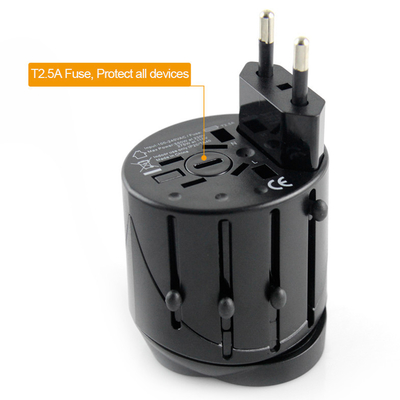อะแดปเตอร์ International Travel ไฟ AC กับ USB Port และฟิวส์ป้องกัน
