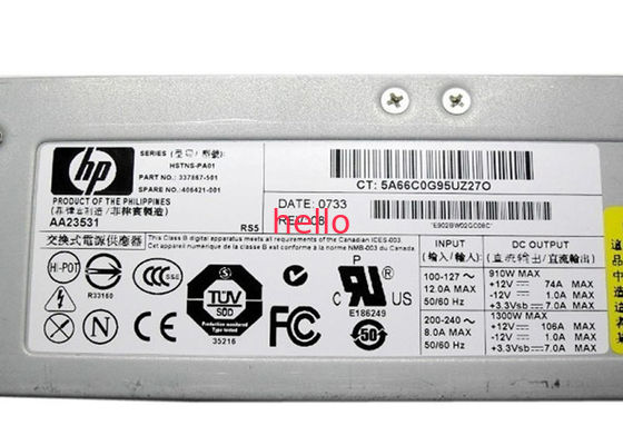 วัสดุ Compaq 337867-001 1300W HP Server พลังงานกับ Active พัดลม