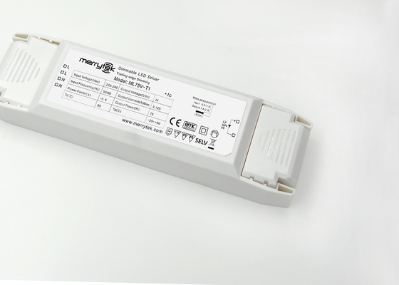 75 วัตต์แรงดันไฟฟ้าคงหรี่ LED Driver 24V iP20 เวลา CE 30000h ชีวิต