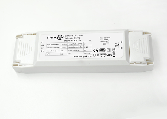 75 วัตต์แรงดันไฟฟ้าคงหรี่ LED Driver 24V iP20 เวลา CE 30000h ชีวิต