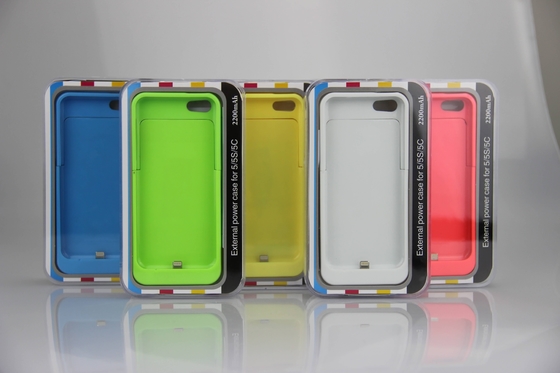 หลายสีบาง iPhone ในกรณีที่แบตเตอรี่ 2200mAh แบตเตอรี่สำรองสำหรับ iPhone 5