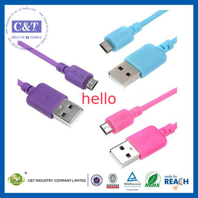 สีมาร์ทโฟนไมโคร USB Data Transfer สายระดับ Hi-Speed ​​2-in-1