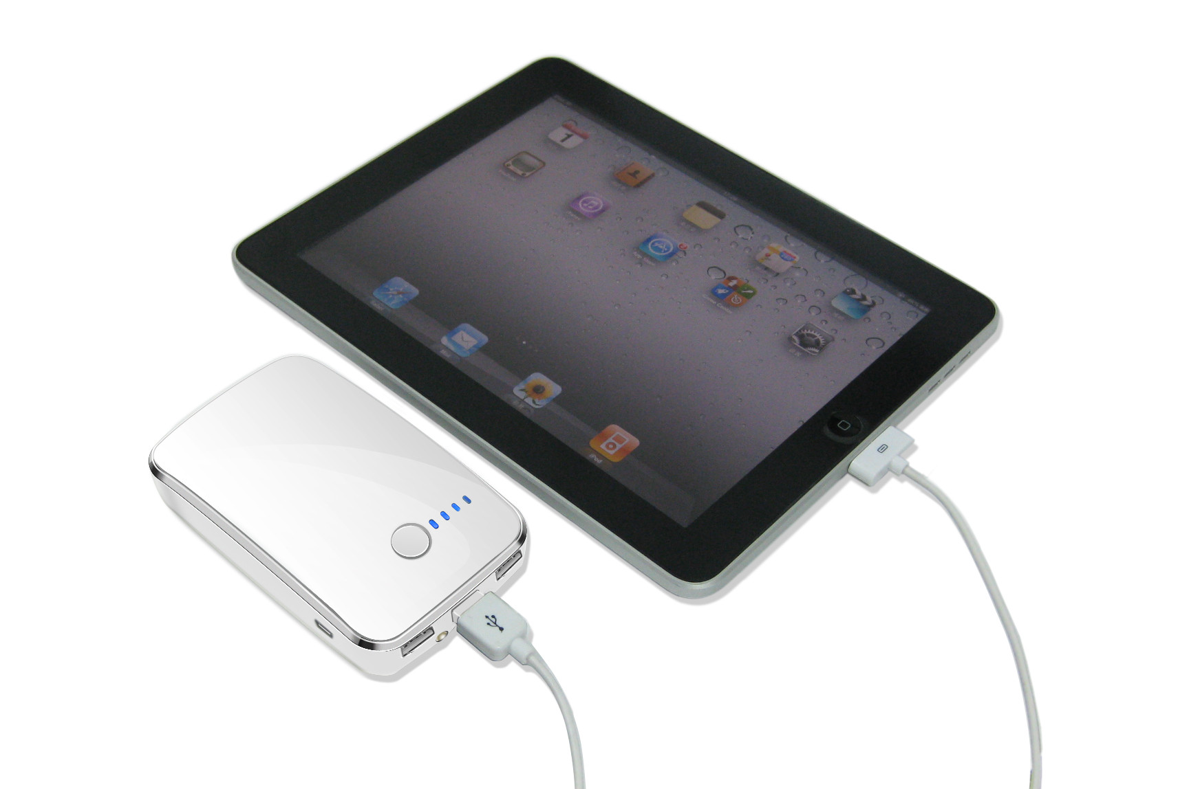 พลังงานสีขาวแบตเตอรี่แบบพกพาแพ็คด้วยการเชื่อมต่อ USB สำหรับ iPod, iPad, โทรศัพท์มือถือ