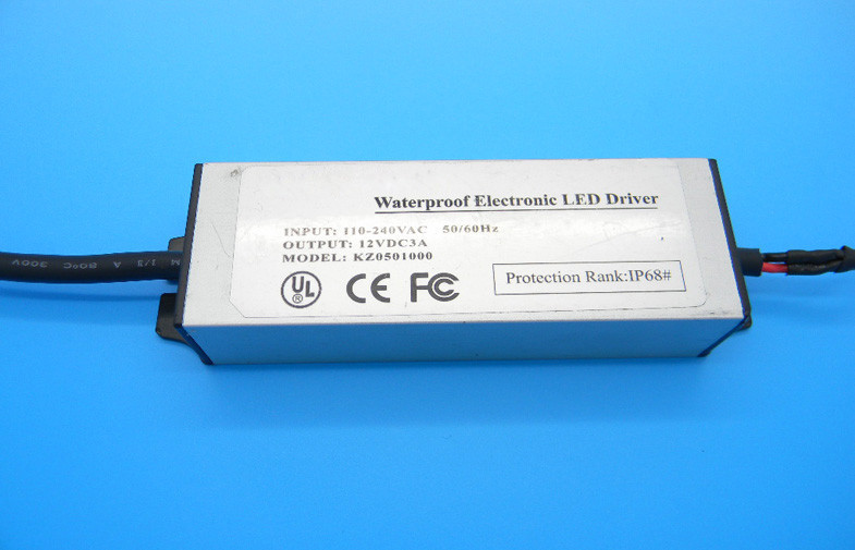 IP68 LED Driver กันน้ำ 12V 3A 36W AC100-240V สำหรับหลอด LED ลัดวงจร