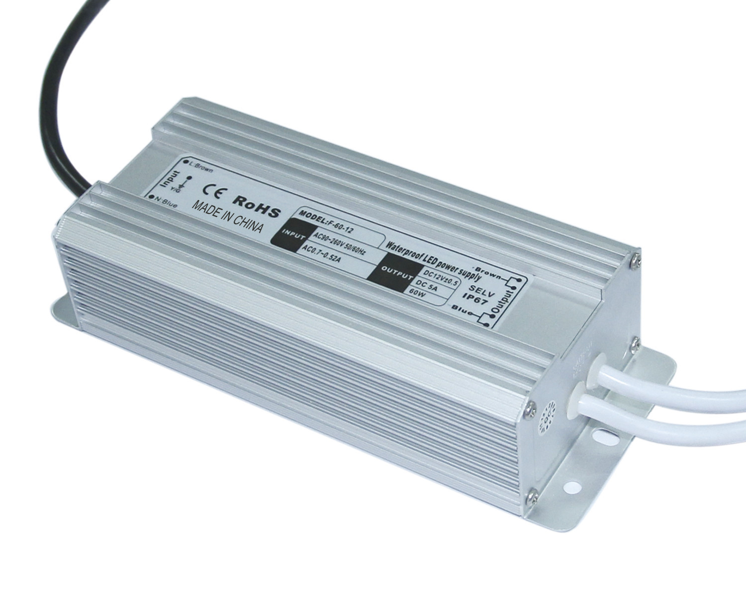 CE และ RoHS กันน้ำ 6.7A 60W LED Driver สำหรับ LED Strip แสงสว่าง