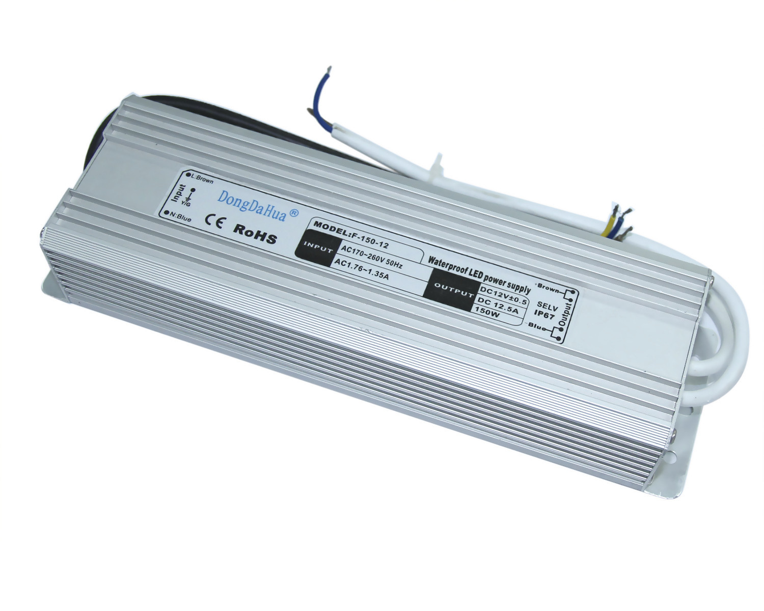 24VDC เดี่ยวเอาท์พุทกันน้ำ 60Hz LED Driver 6.5A สำหรับหลอดไฟ LED, 150W LED พาวเวอร์ซัพพลาย